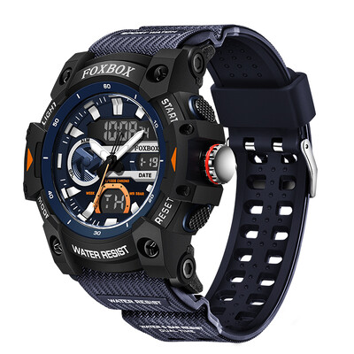 LIGE Modni vojni sat za muškarce Casual Sport Chronograph Ručni sat s alarmom Vodootporni kvarcni sat s dvostrukim digitalnim zaslonom Datum