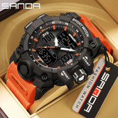 SANDA meeste käekellad veekindlad sõjaväespordikellad äratuskell Mood välistingimustes elektronkvartsist meeste käekell, kahe ekraaniga meeste kell