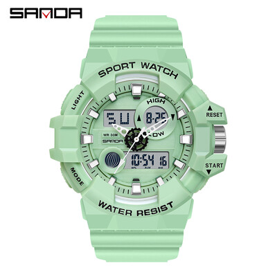 SANDA Bijeli sportski muški satovi vrhunske marke, luksuzni vojni kvarcni sat, vodootporni muški elektronski ručni satovi relogio masculino