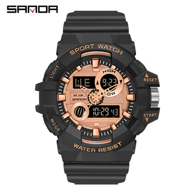 SANDA Bijeli sportski muški satovi vrhunske marke, luksuzni vojni kvarcni sat, vodootporni muški elektronski ručni satovi relogio masculino