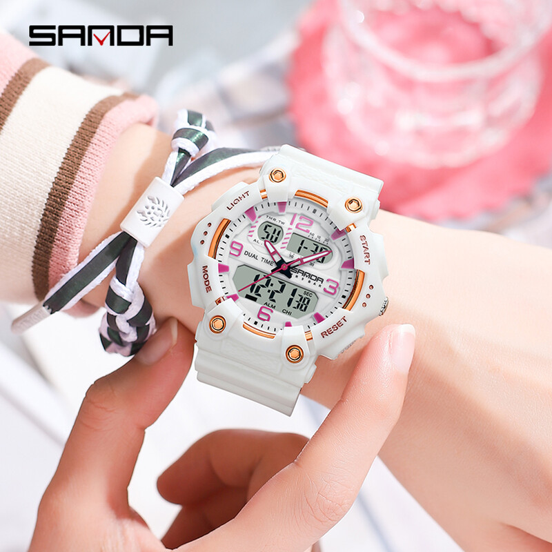 SANDA 6179 Novi muški sportski kvarcni elektronički sat Crna tehnologija višenamjenski vodootporan i otporan na udarce muški sat 2024.