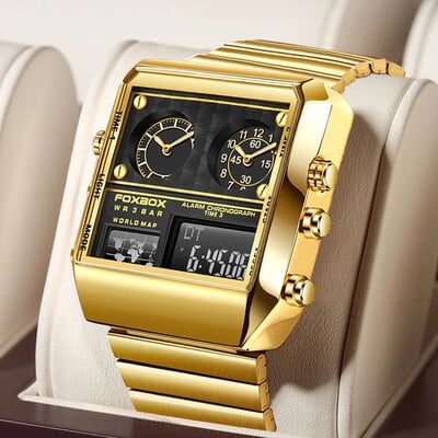 FOXBOX Muški sat LIGE Sportski elektronski satovi za muškarce Kvarcni ručni sat Vodootporni vojni dvostruki digitalni svjetleći kronograf