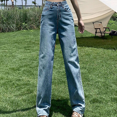 2024 Ženske Y2K traper široke hlače visokog struka Ženske ležerne gotičke hlače ravnih nogavica Djevojačke plave prevelike punk traperice