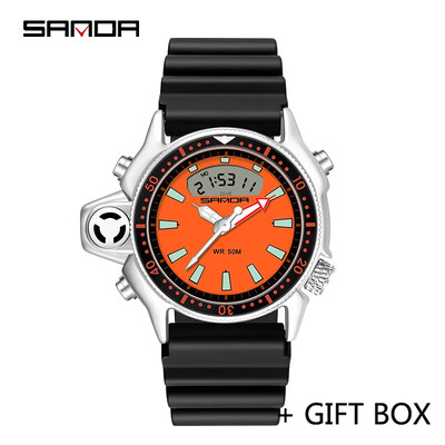 SANDA digitaalne käekell meeste sõjaväe sport kvartskäekell originaal tipptasemel luksuslik LED veekindel meeste elektrooniline kell Uus 3008