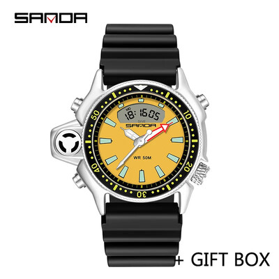 SANDA digitaalne käekell meeste sõjaväe sport kvartskäekell originaal tipptasemel luksuslik LED veekindel meeste elektrooniline kell Uus 3008