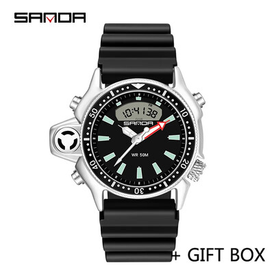 SANDA digitaalne käekell meeste sõjaväe sport kvartskäekell originaal tipptasemel luksuslik LED veekindel meeste elektrooniline kell Uus 3008