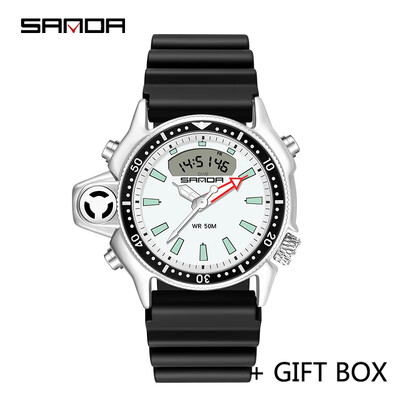 SANDA digitaalne käekell meeste sõjaväe sport kvartskäekell originaal tipptasemel luksuslik LED veekindel meeste elektrooniline kell Uus 3008