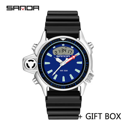 SANDA digitaalne käekell meeste sõjaväe sport kvartskäekell originaal tipptasemel luksuslik LED veekindel meeste elektrooniline kell Uus 3008