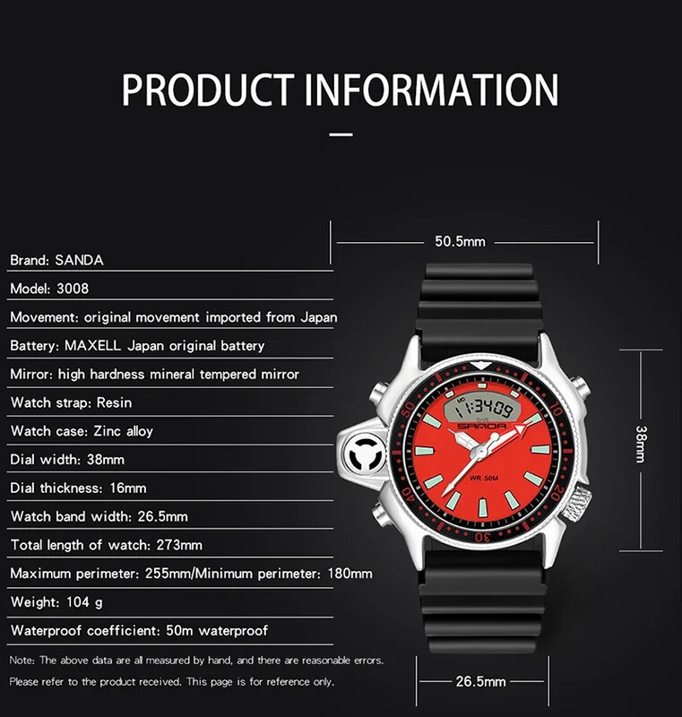 SANDA digitaalne käekell meeste sõjaväe sport kvartskäekell originaal tipptasemel luksuslik LED veekindel meeste elektrooniline kell Uus 3008