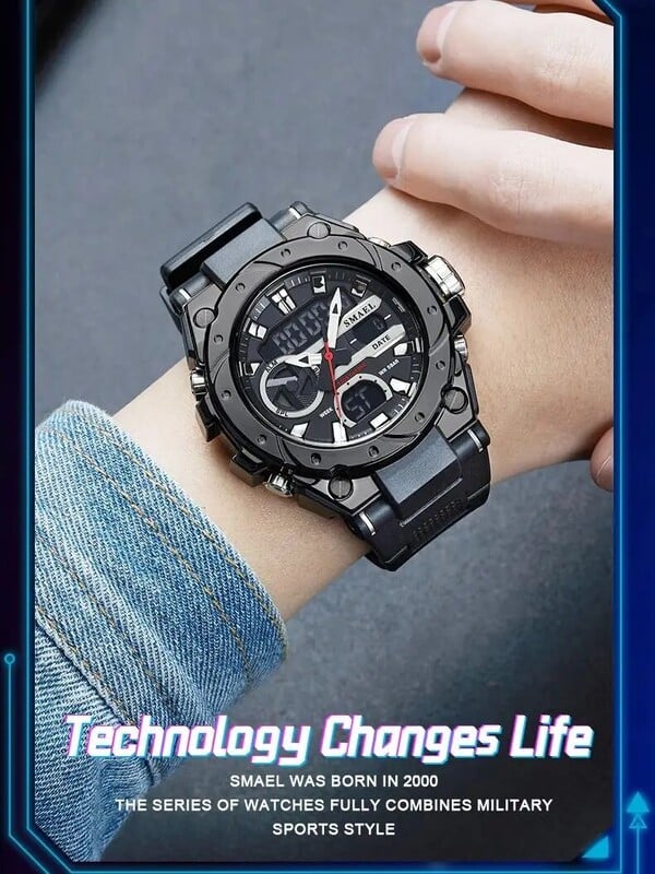 Kvarcni elektronski modni 8029 sat 50M Vodootporni LED digitalni automatski datum Budilice Sportski sat za muškarce