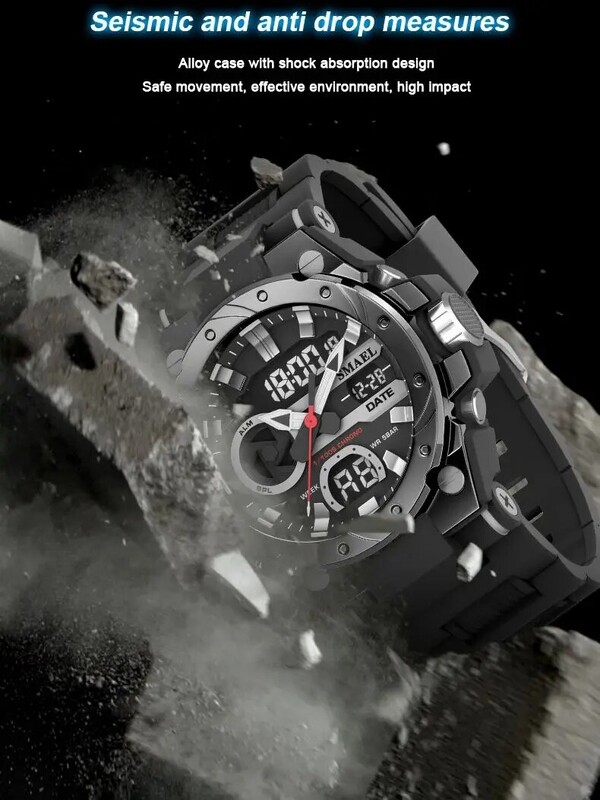 Kvarcni elektronski modni 8029 sat 50M Vodootporni LED digitalni automatski datum Budilice Sportski sat za muškarce