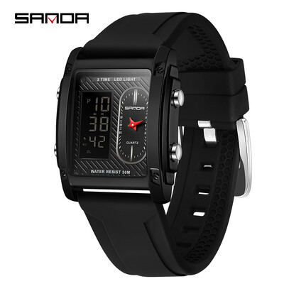 SANDA Satovi vrhunskih marki za muškarce Kvarcni ručni sat od nehrđajućeg čelika s dvostrukim zaslonom LED digitalni elektronički sat Relogio Masculino