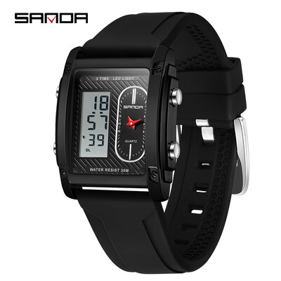 SANDA Satovi vrhunskih marki za muškarce Kvarcni ručni sat od nehrđajućeg čelika s dvostrukim zaslonom LED digitalni elektronički sat Relogio Masculino