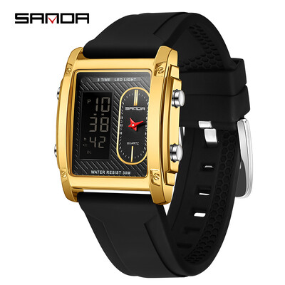 SANDA Satovi vrhunskih marki za muškarce Kvarcni ručni sat od nehrđajućeg čelika s dvostrukim zaslonom LED digitalni elektronički sat Relogio Masculino