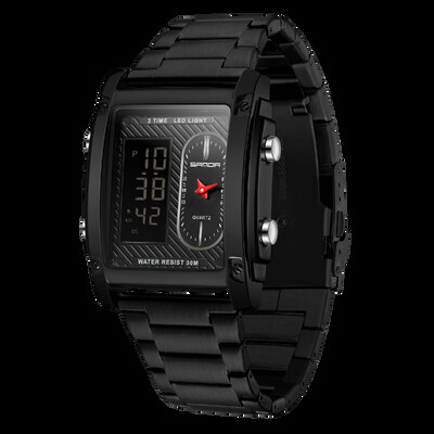 SANDA Satovi vrhunskih marki za muškarce Kvarcni ručni sat od nehrđajućeg čelika s dvostrukim zaslonom LED digitalni elektronički sat Relogio Masculino