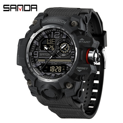 SANDA G stil Novi muški sat 50M vodootporan sportski vojni kvarcni sat za muški Electron LED digitalni ručni sat Reloj De Hombre