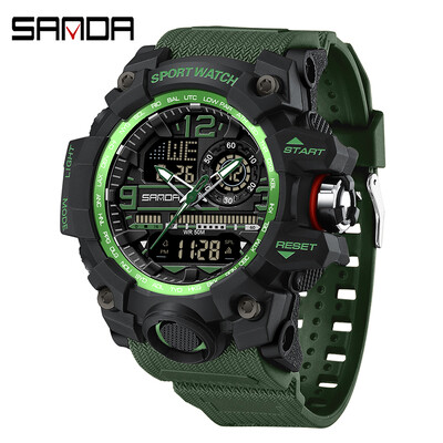SANDA G stil Novi muški sat 50M vodootporan sportski vojni kvarcni sat za muški Electron LED digitalni ručni sat Reloj De Hombre