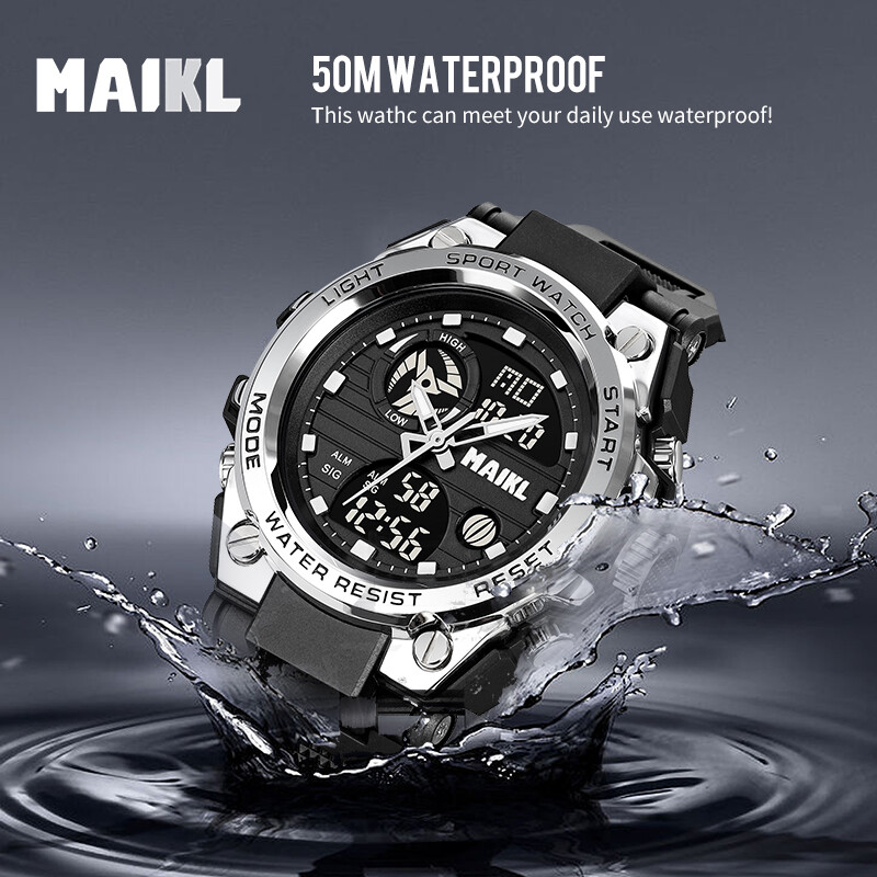 MAIKL G stiilis sportlikud meeste elektronkellad parima kaubamärgiga luksuslik sõjaväe kvartskell meeste veekindel LED digitaalne meestekell