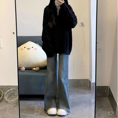 2024. Novi stil američkih traperica Petite Micro Flare Pocket Alien modne uske hlače s prstenom visokog struka za žene