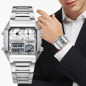 LIGE kvadratni modni luksuzni muški sat, poslovni digitalni kvarcni elektronički satovi od nehrđajućeg čelika za muškarce, vodootporni sat s datumom, svjetleći