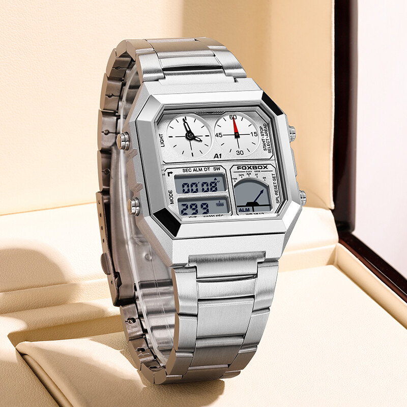 LIGE kvadratni modni luksuzni muški sat, poslovni digitalni kvarcni elektronički satovi od nehrđajućeg čelika za muškarce, vodootporni sat s datumom, svjetleći