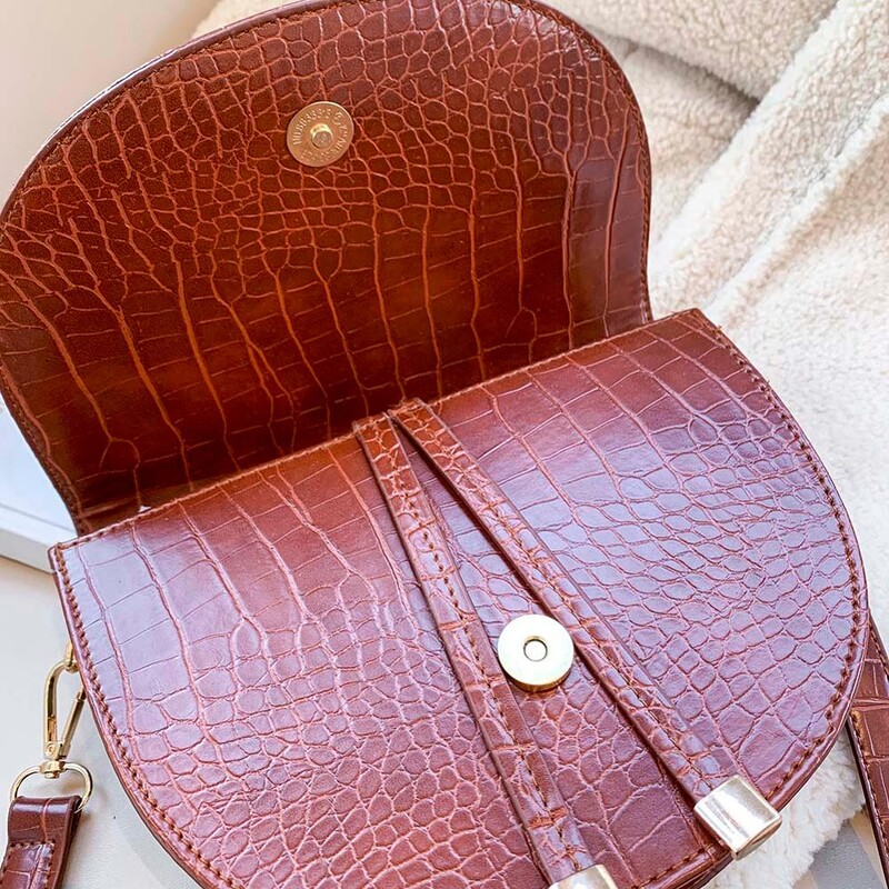 Σχεδιαστής πολυτελής μόδας γυναικεία τσάντα χιαστί Τσάντες κροκόδειλου ημικυκλικές τσάντες σέλας Μαλακές δερμάτινες τσάντες ώμου για γυναικείες τσάντες