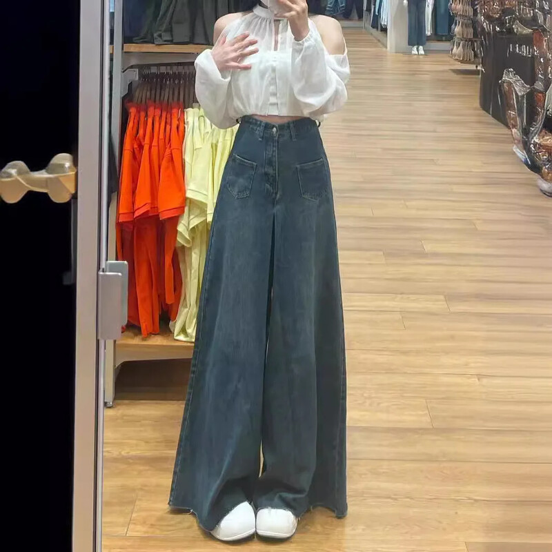 Vintage traperice kruškolikog oblika Ženske ljetne nove široke hlače visokog struka za mršavljenje Hlače ravnih nogavica