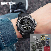 SANDA Цифров LED часовник Мъжки военен спортен кварцов ръчен часовник Топ марка луксозен хронометър Водоустойчив мъжки електронен часовник 6024