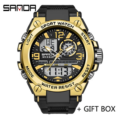 SANDA Цифров LED часовник Мъжки военен спортен кварцов ръчен часовник Топ марка луксозен хронометър Водоустойчив мъжки електронен часовник 6024