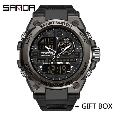 SANDA Цифров LED часовник Мъжки военен спортен кварцов ръчен часовник Топ марка луксозен хронометър Водоустойчив мъжки електронен часовник 6024