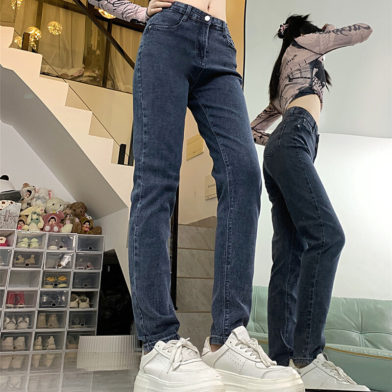 2024. Ženske, uske modne tajice s visokim strukom, traperice, klasične ženske traper hlače, ženske korejske plave hlače