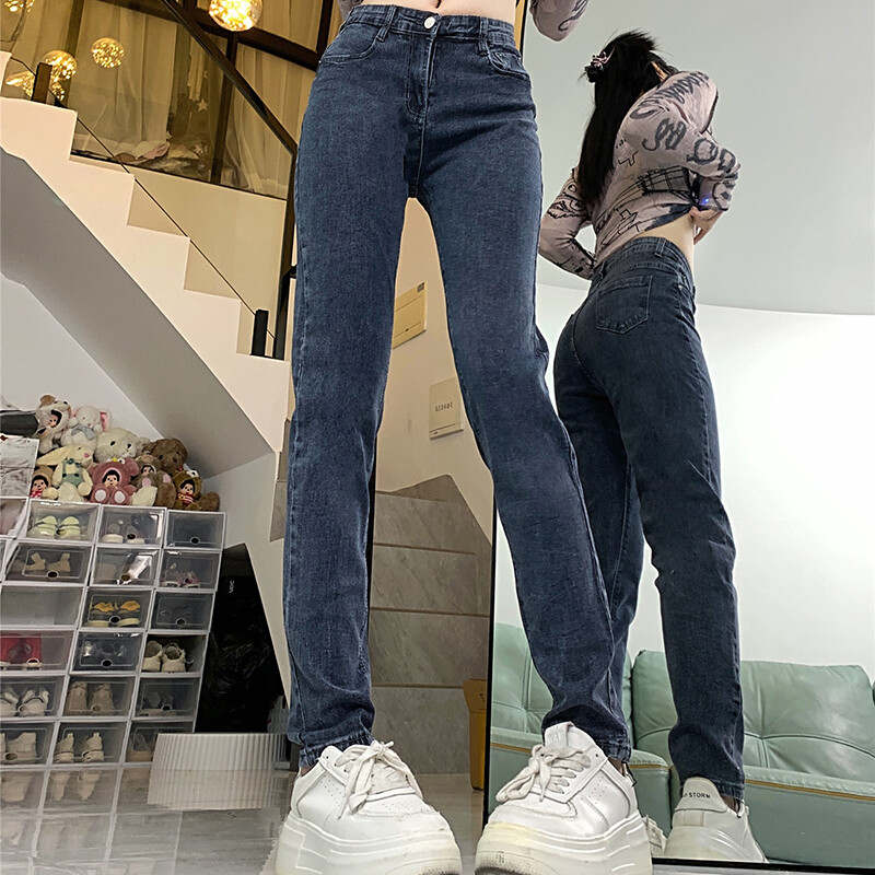 2024. Ženske, uske modne tajice s visokim strukom, traperice, klasične ženske traper hlače, ženske korejske plave hlače