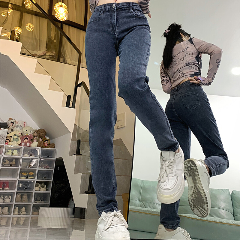 2024. Ženske, uske modne tajice s visokim strukom, traperice, klasične ženske traper hlače, ženske korejske plave hlače