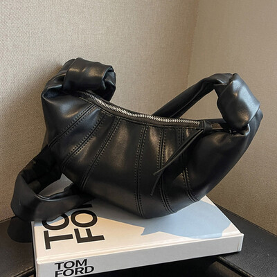 Mekana kožna polumjesečeva torba za knedle vrhunske kvalitete za žene 2024. Nova modna luksuzna dizajnerska ručna torba Ženska skitnica torba na rame