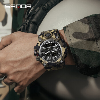 SANDA Fashion Camo G Style Military ανδρικό ρολόι LED Ψηφιακό υπαίθριο αθλητικό ηλεκτρονικό χρονόμετρο αδιάβροχο ρολόγια Casual ανδρικό ρολόι