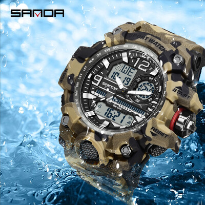 SANDA Fashion Camo G Style Military Watch Men Watch LED Digital Outdoor Sport Electronic Cronometru Ceasuri impermeabile Ceas casual pentru bărbați