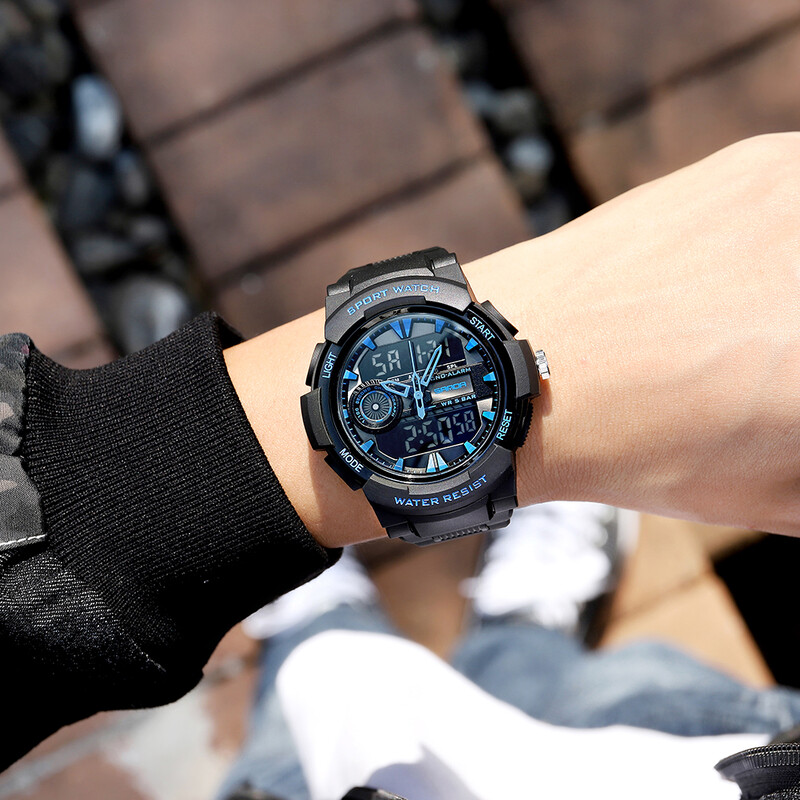 SANDA Sportski digitalni sat za muškarce Plivanje 50M Vodootporni višenamjenski vojni LED elektronički muški ručni sat Relogio Masculino