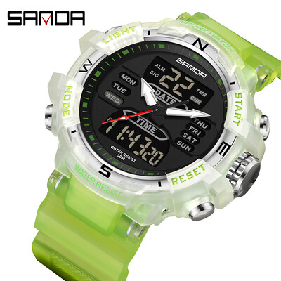 SANDA G Style Muški sportski satovi Dual Display Digitalni LED elektronički kvarcni ručni satovi Vodootporni vojni sat za plivanje