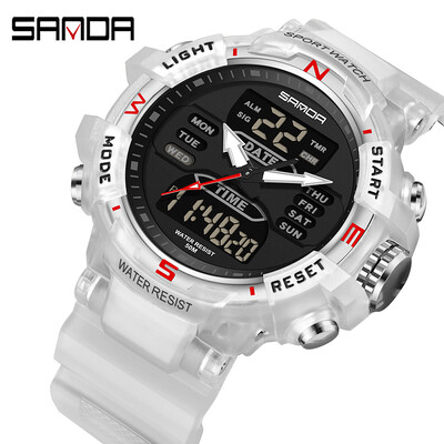 SANDA G Style Muški sportski satovi Dual Display Digitalni LED elektronički kvarcni ručni satovi Vodootporni vojni sat za plivanje