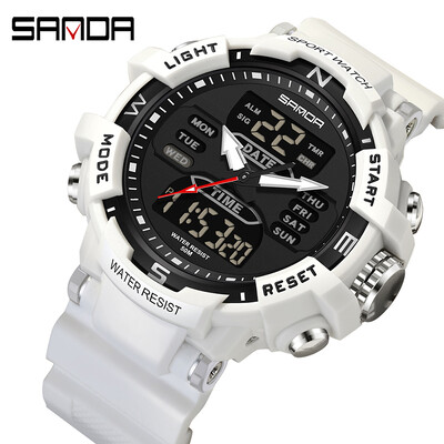 SANDA G Style Muški sportski satovi Dual Display Digitalni LED elektronički kvarcni ručni satovi Vodootporni vojni sat za plivanje