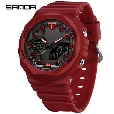 SANDA Brand G style Digitalni muški sat Višenamjenska štoperica LED elektronički vanjski vojni vodootporni kvarcni ručni sat