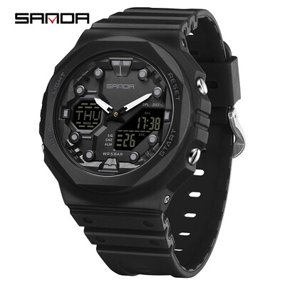 SANDA Brand G style Digitalni muški sat Višenamjenska štoperica LED elektronički vanjski vojni vodootporni kvarcni ručni sat