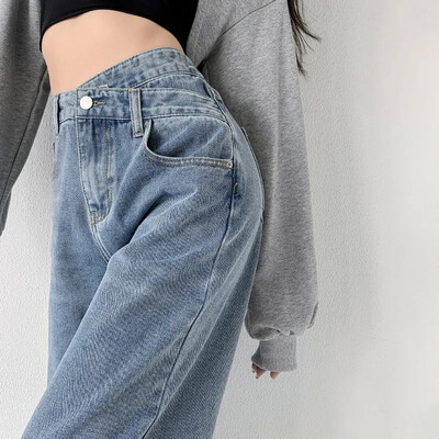 Φαρδύ τζιν σε σχήμα αχλαδιού Γυναικεία ανοιξιάτικη νέα σχεδίαση Ευαισθησία Ψηλόμεση Φαρδιά ίσιο παντελόνι αδυνατίσματος