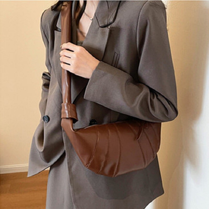 Mekane kožne ručne torbice s knedlama Elegantna ženska torba na rame velikog kapaciteta Ženska jednobojna torba za skitnice Visokokvalitetna torbica
