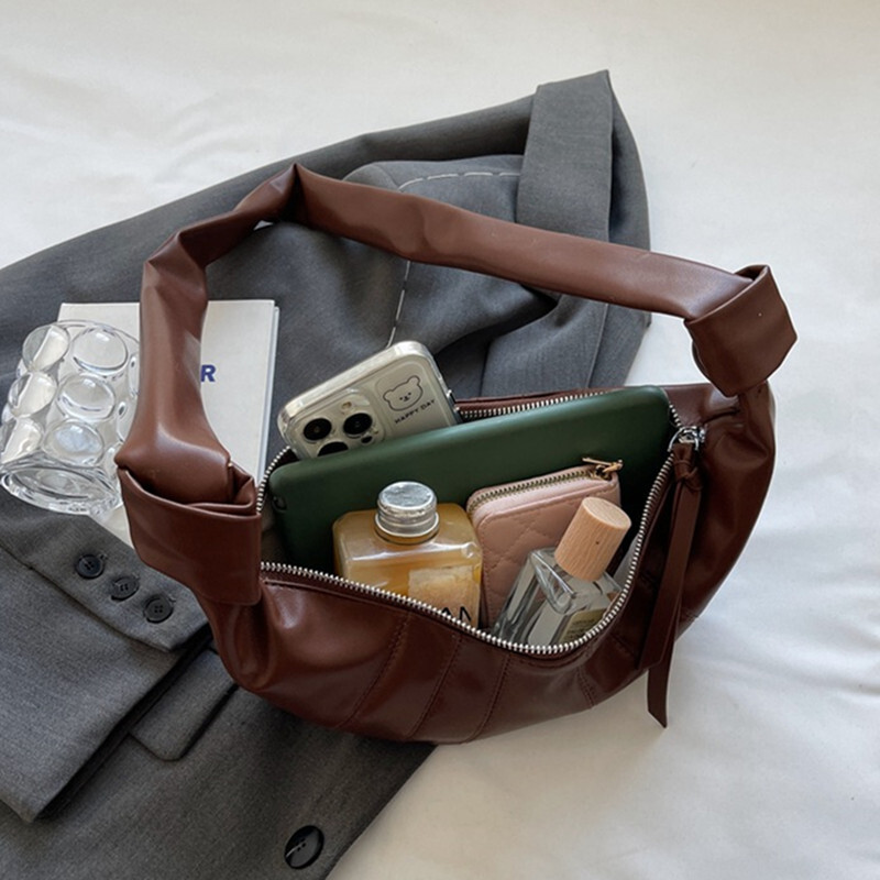 Mekane kožne ručne torbice s knedlama Elegantna ženska torba na rame velikog kapaciteta Ženska jednobojna torba za skitnice Visokokvalitetna torbica