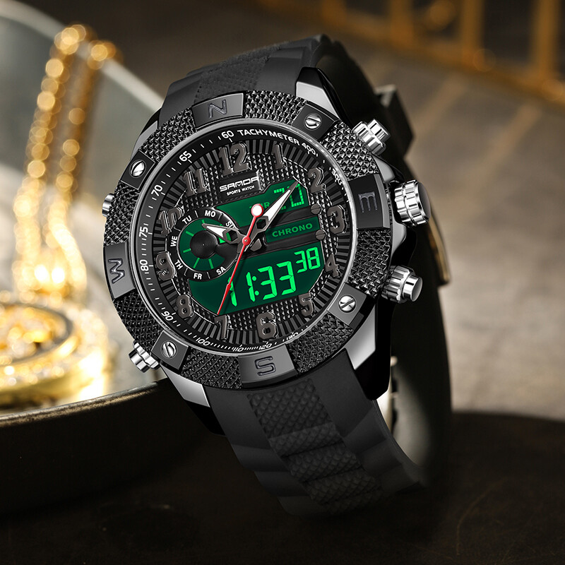 SANDA Top muški kvarcni sat Vojni sportski vodootporni ručni sat LED digitalni sat Elektronski satovi od nehrđajućeg čelika Muški Relogios