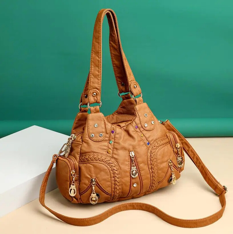 Uued Multi Pocket Luksuslikud pehmest lambanahast õlakotid naistele Suure mahutavusega Shopping Crossbody Hobo Bags European Tote käekott