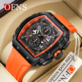 OFNS Νέο Ανδρικό επαγγελματικό ρολόι χαλαζία υψηλής ποιότητας Teenagers Fashion Sports Αδιάβροχο ανδρικό ρολόι σιλικόνης Χρονόμετρο με λουράκι σιλικόνης Hot