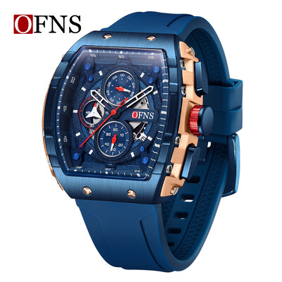 OFNS Νέο Ανδρικό επαγγελματικό ρολόι χαλαζία υψηλής ποιότητας Teenagers Fashion Sports Αδιάβροχο ανδρικό ρολόι σιλικόνης Χρονόμετρο με λουράκι σιλικόνης Hot