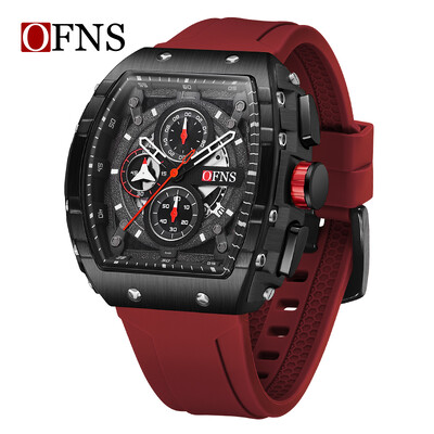 OFNS Νέο Ανδρικό επαγγελματικό ρολόι χαλαζία υψηλής ποιότητας Teenagers Fashion Sports Αδιάβροχο ανδρικό ρολόι σιλικόνης Χρονόμετρο με λουράκι σιλικόνης Hot